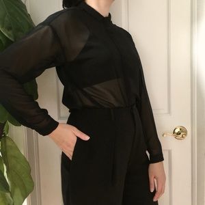 Black Sheer Button Down Shirt